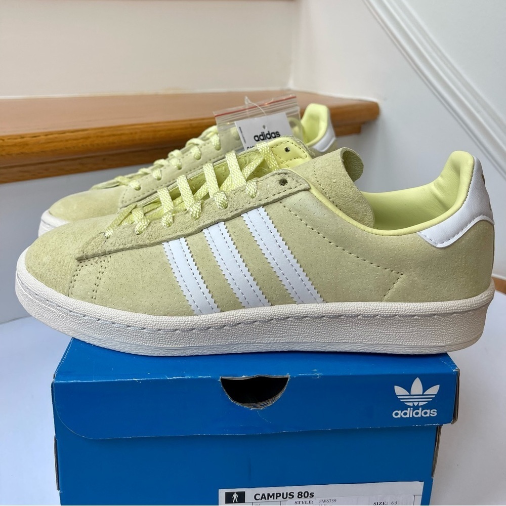 NWT Adidas Campus 80s Light yellow - green and white Sneakers leather